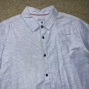 QOR Shirt XL Blue Chambray Short Sleeve Button Front Cotton Blend